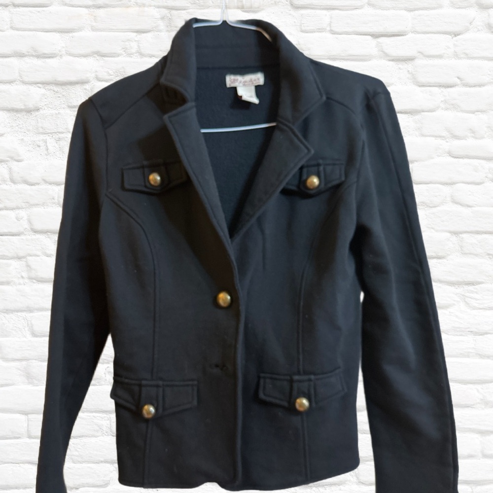 Black and Gold Utility Jacket with Notched Lapel